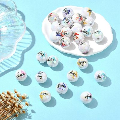 30Pcs 5 Styles UV Plating Iridescent Acrylic Beads OACR-SZ0001-91-1