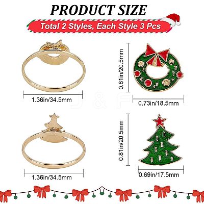 6Pcs 2 Style inc Alloy Napkin Rings AJEW-GF0007-17-1