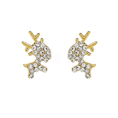 Alloy Crystal Rhinestone Deer Stud Earrings FS-WG0671C-01-1