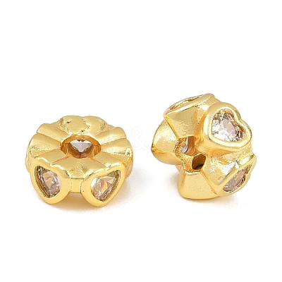 Brass Micro Pave Clear Cubic Zirconia Beads KK-C142-08G-1