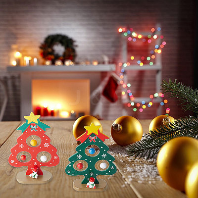 2 Sets 2 Colors Christmas Tree Wooden Display Decoration for Kids DJEW-GF0001-62-1