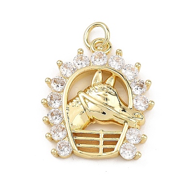 Brass Micro Pave Clear Cubic Zirconia Pendants KK-B177-05B-G-1