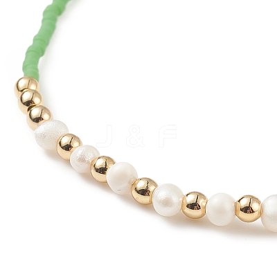 Natural Pearl & Glass Seed & Brass Beaded Stretch Bracelet for Women BJEW-JB08977-1