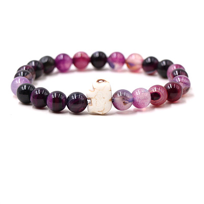 Natural Amethyst & Synthetic Turquoise Beads Stretch Bracelets for Men Women QO0012-19-1
