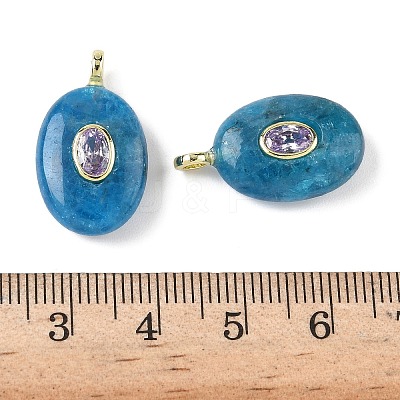 Natural Apatite & Cubic Zirconia Pendants X-G-Z076-01G-16-1