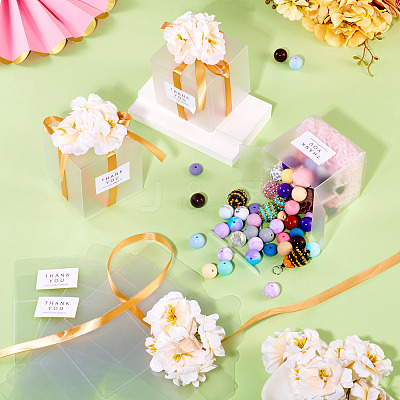 Clear PVC Candy Gift Packaging Boxes with Ribbon & Artificial Flower CON-TAC0001-20D-1
