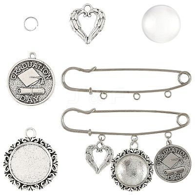 DIY Flat Round Alloy Commemorative Photo Pendants Making Kits DIY-FS0009-23-1