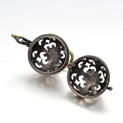 Round Brass Hollow Cage Pendants KK-L083-16AB-RS-1