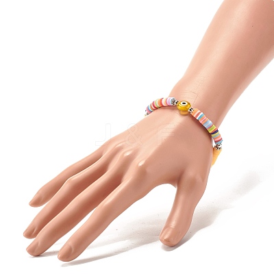 Handmade Polymer Clay Heishi Beads Stretch Bracelet BJEW-JB07372-02-1