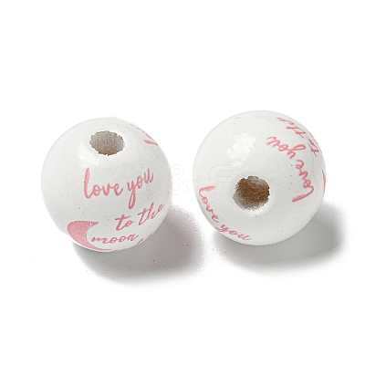 Printed Wood European Beads WOOD-G022-20H-1