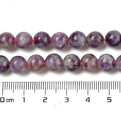 Natural Lepidolite/Purple Mica Stone Beads Strands G-B133-A01-8MM-1