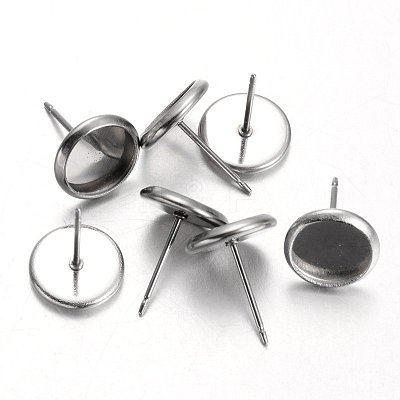 Tarnish Resistant Flat Round Stainless Steel Stud Earring Settings LS-X-STAS-M227-8mm-1