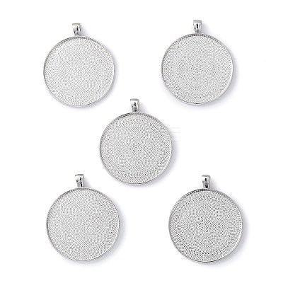 Tibetan Style Flat Round Alloy Big Pendant Cabochon Settings LS-X-TIBEP-Q049-09AS-RS-1