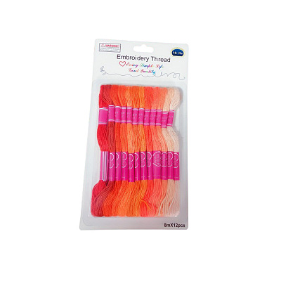 12 Skeins 12 Colors 6-Ply Polyester Embroidery Floss PW-WG76902-03-1