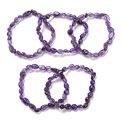 Natural Amethyst Bead Stretch Bracelets BJEW-K213-23-1
