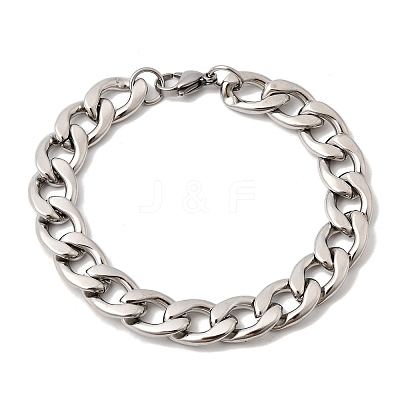 201 Stainless Steel Curb Chain Bracelets for Men STAS-T077-22B-03P-1