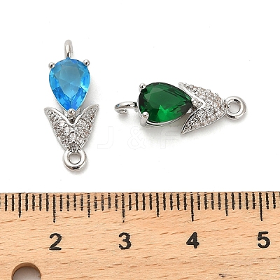Glass Teardrop Connector Charms KK-M314-14P-1