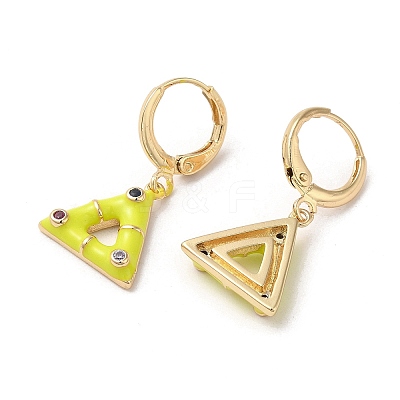 Triangle Golden Brass Dangle Leverback Earrings EJEW-L268-030G-02-1