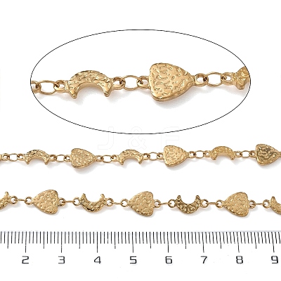 Hammered 304 Stainless Steel Triangle & Moon Link Chains SA-CBA21A8-01G-03-1