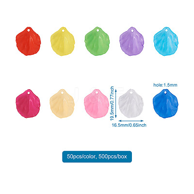 500Pcs 10 Colors Transparent Frosted Acrylic Pendants MACR-YS0001-03-1