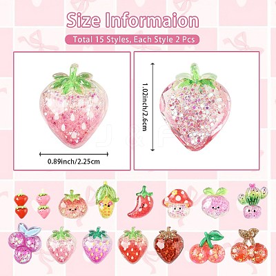30Pcs 15 Styles Resin & Acrylic & Plastic Cabochons KY-SZ0001-61-1