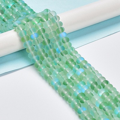 Frosted Transparent Glass Beads Strands FGLA-M002-01F-1
