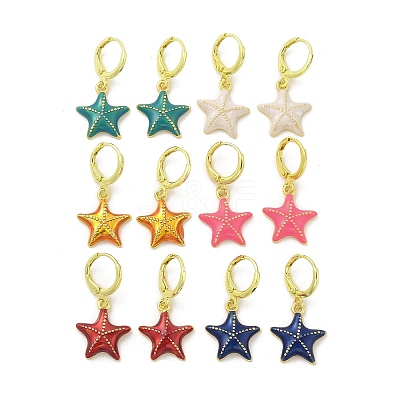 Brass Enamel Leverback Earrings for Women EJEW-U032-02G-1