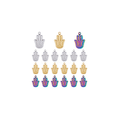 18Pcs 3 Colors 201 Stainless Steel Pendants Ion Plating(IP) STAS-DC0013-51-1