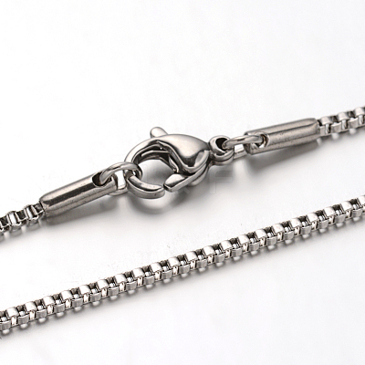 Non-Tarnish 304 Stainless Steel Box Chain Venetian Chain Necklaces NJEW-I065-13C-1