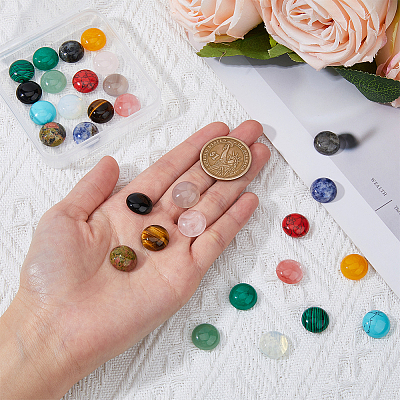30Pcs 15 Style Natural & Synthetic Mixed Gemstone Cabochons G-FH0002-30-1