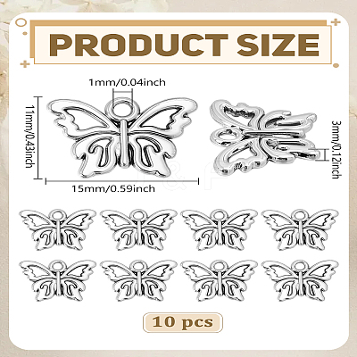 10Pcs Alloy Butterfly Charms FIND-LP0005-23-1