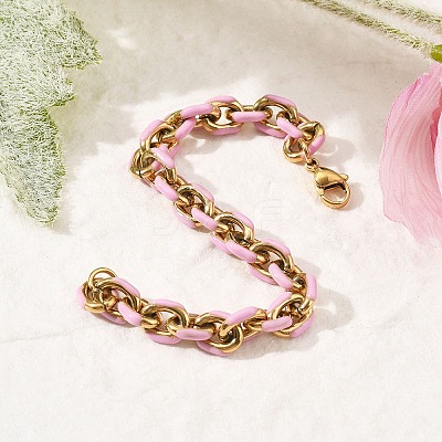 304 Stainless Steel Cable chain Bracelets for Women BJEW-B137-01-1