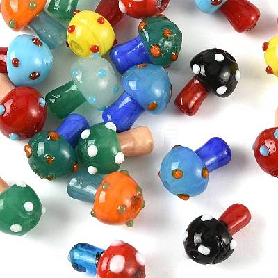 24Pcs 10 Colors Handmade Lampwork Beads Strands LAMP-FS0001-71-1