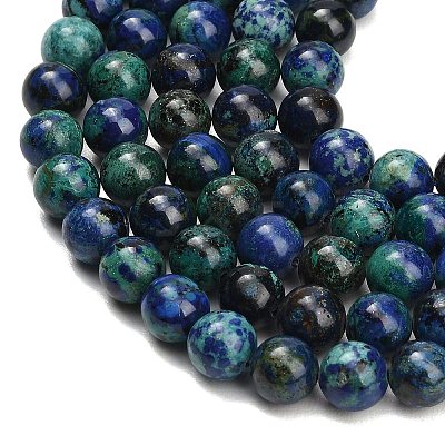Natural Azurite Beads Strands G-G475-A04-8mm-1