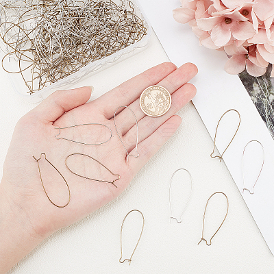 Brass Hoop Earrings Findings Kidney Ear Wires KK-FH0001-45-NR-1