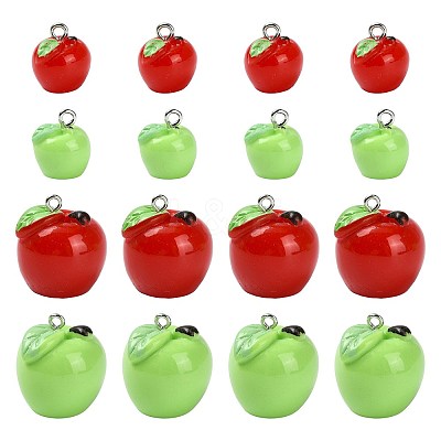 20Pcs 4 Styles Spray Painted Opaque Resin Pendants RESI-FS0002-42-1
