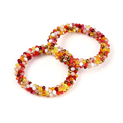 Glass Beaded Crochet Stretch Bracelets BJEW-T016-09F-01-1