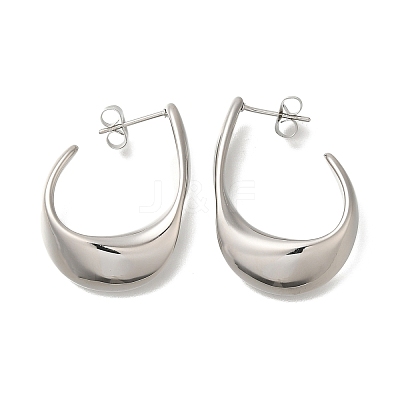 304 Stainless Steel Oval Stud Earrings for Women X-EJEW-S227-60P-1