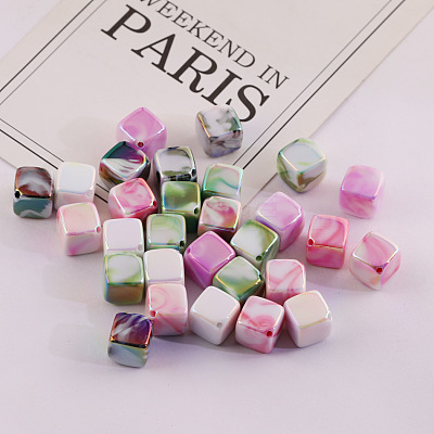 20Pcs UV Plating Acrylic Bead PACR-FP0001-01-1