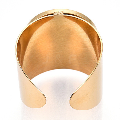 304 Stainless Steel Open Cuff Finger Ring Cabochon Settings X-STAS-T060-03G-1