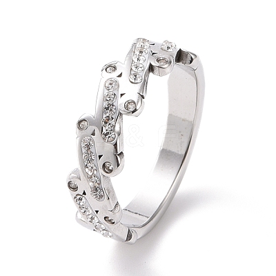 Crystal Rhinestone Oval Bar Finger Ring RJEW-D120-04B-P-1
