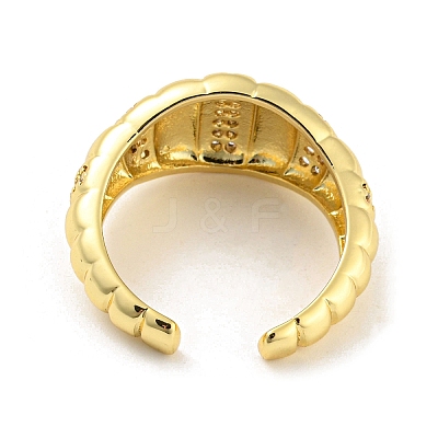 Brass Micro Pave Cubic Zirconia Open Cuff Ring RJEW-C033-11G-1