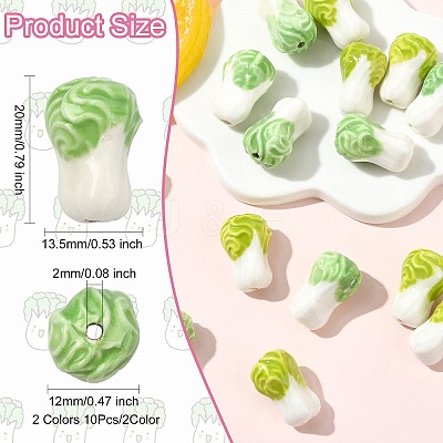 20Pcs 2 Colors Famille Rose Porcelain Beads PORC-CJ0001-15-1