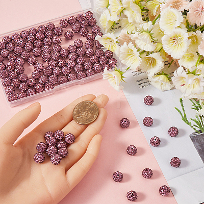 120Pcs Pave Disco Ball Beads RB-SC0004-84E-1