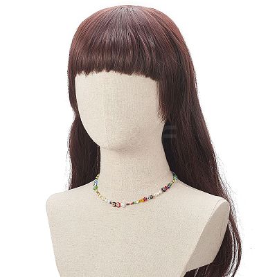 Natural Pearl & Millefiori & Seed Glass Beaded Necklace for Women NJEW-JN04160-1