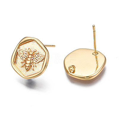 Brass Stud Earring Findings X-KK-T038-462G-1