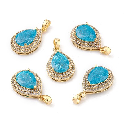Golden Plated Brass Micro Pave Clear Cubic Zirconia Pendants LS-ZIRC-F123-01E-1
