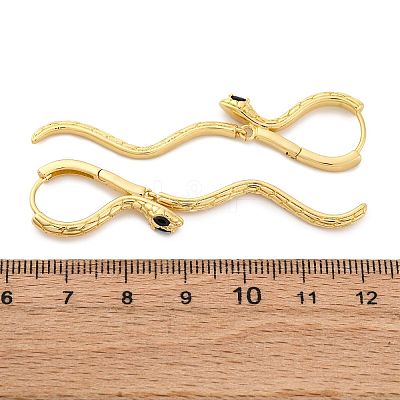 Snake Brass Hoop Earrings EJEW-R025-27G-1