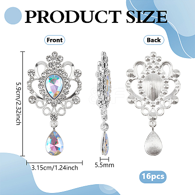16Pcs Alloy Rhinestone Cabochons FIND-FG0005-55A-1