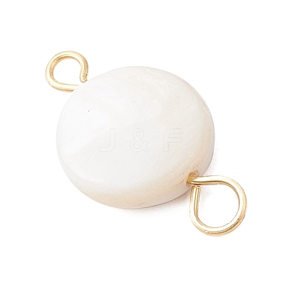 3Pcs Natural Freshwater Shell Flat Round Connector Charms PALLOY-JF04019-1
